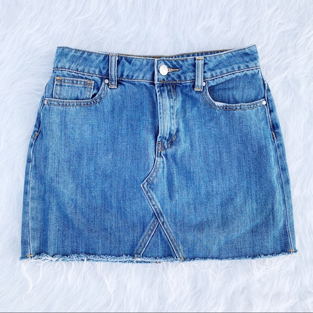 PACSUN Cutoff Fray Hem Denim Jean Mini Skirt 25